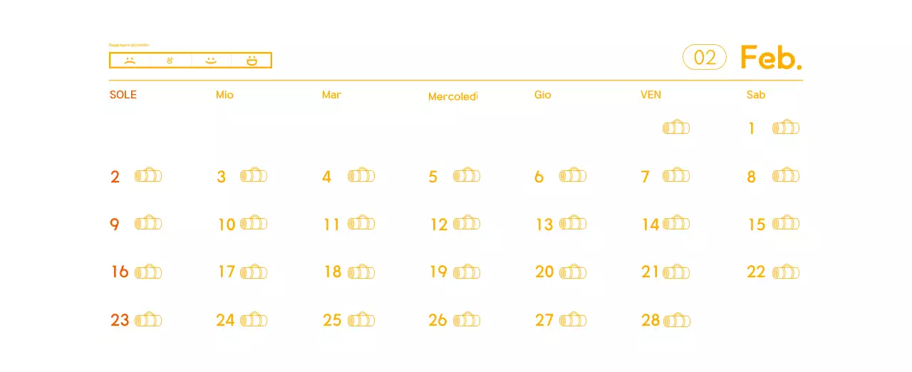 Calendario promozionale arancione dello yoga minimalista