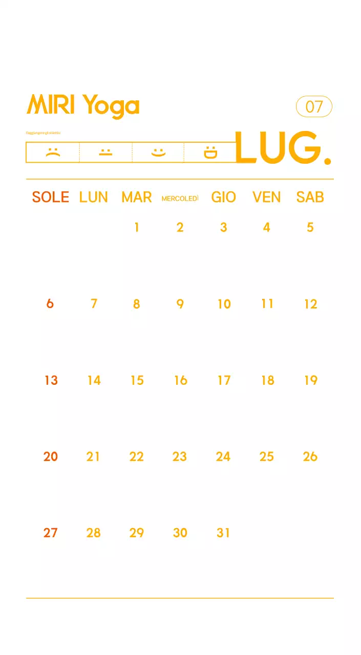 Calendario promozionale arancione dello yoga minimalista