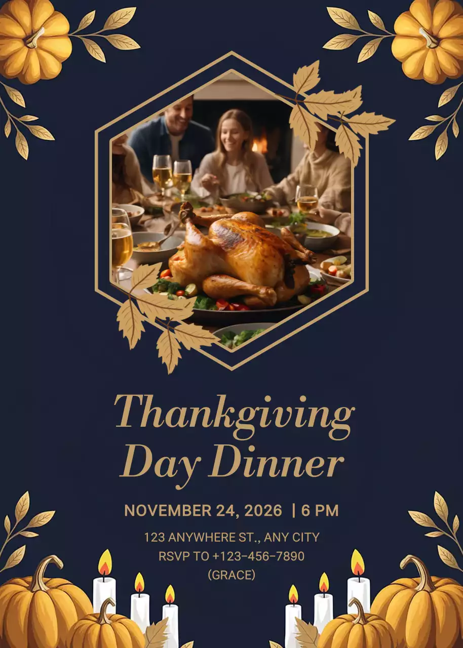 Navy Traditional Thanksgiving Invitation Poster