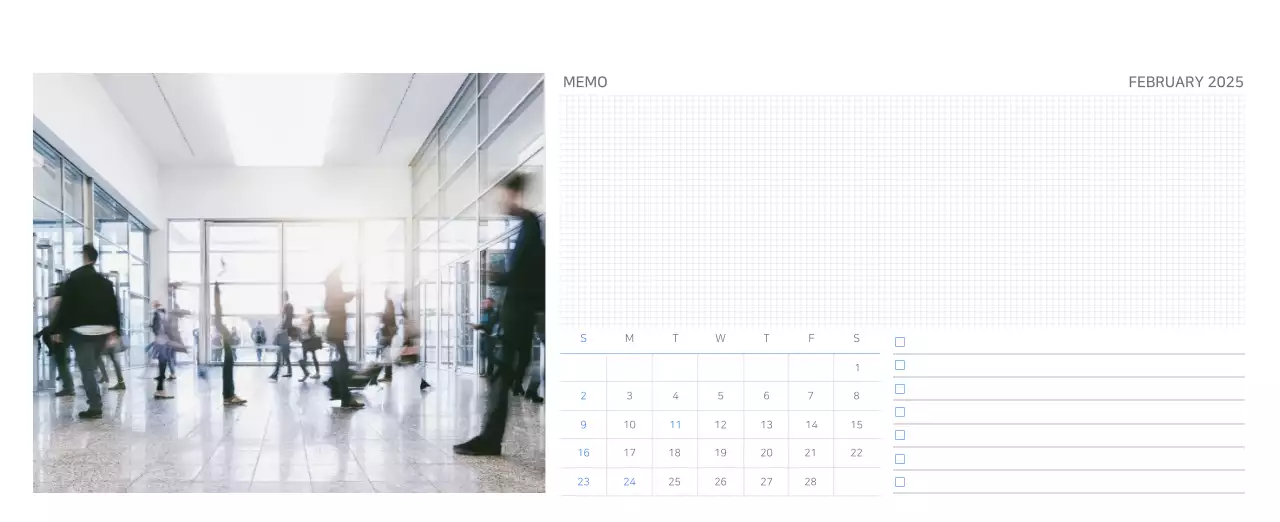ブルーモダンカレンダー企業広報