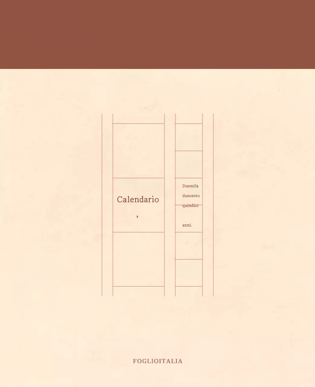 Un calendario sentimentale per fioristi in carta di lana marrone chiaro e marrone.