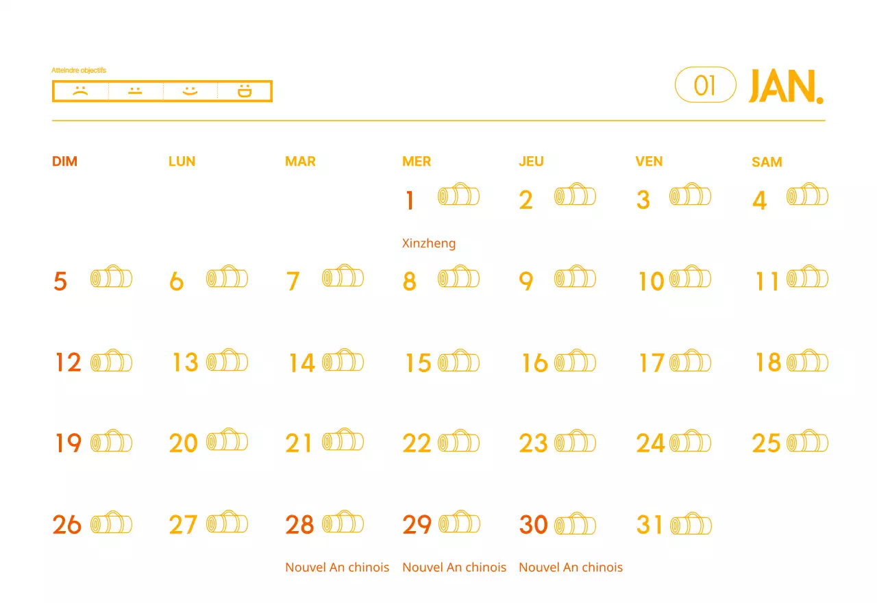 Calendrier promotionnel de yoga minimaliste orange