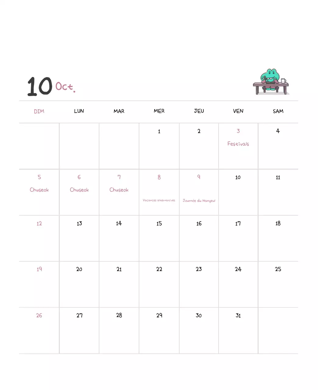 Un calendrier avec un concept d'illustration Ago mignon