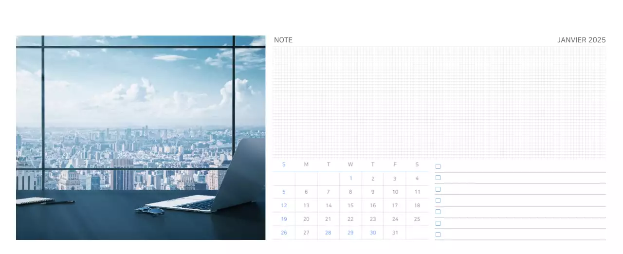 Calendrier moderne bleu Promotions d'entreprise