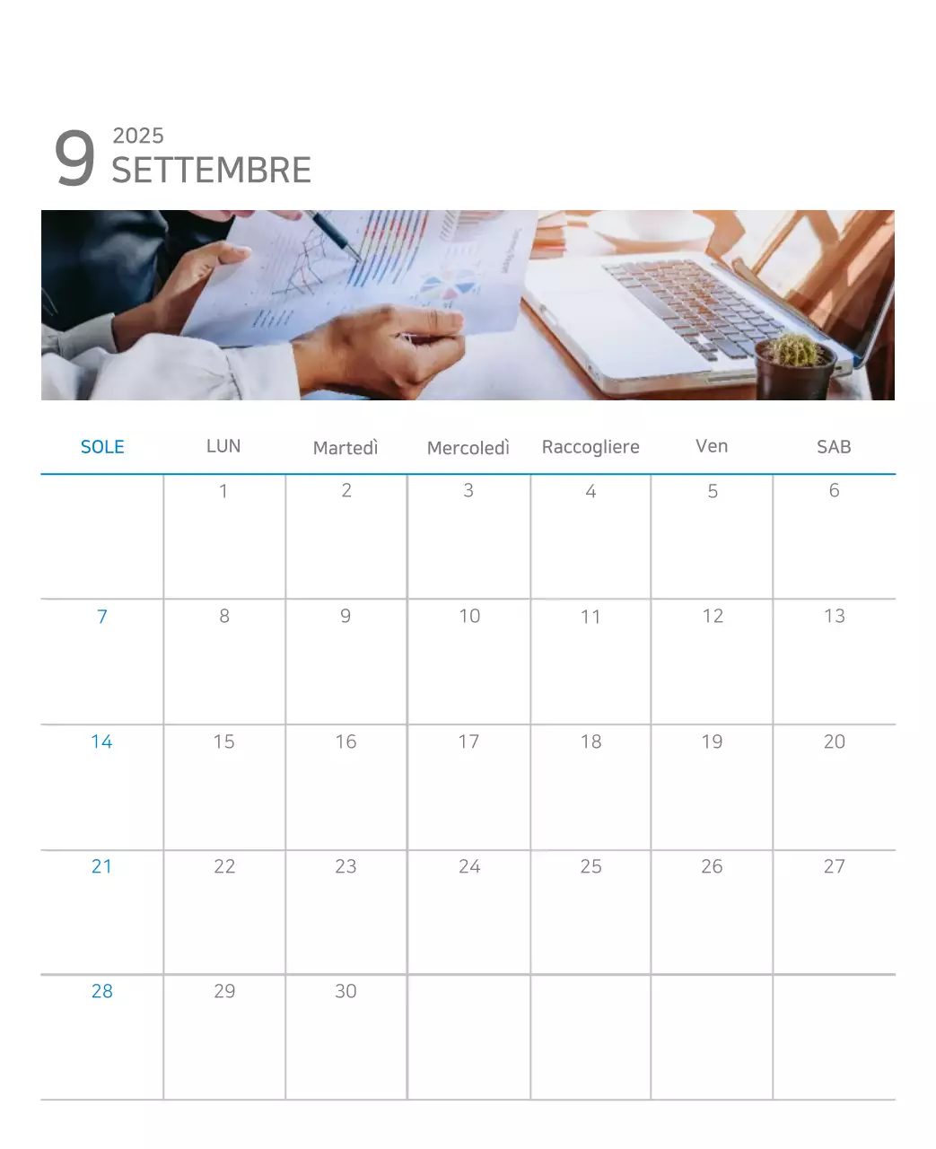 Calendario moderno blu Calendario moderno blu