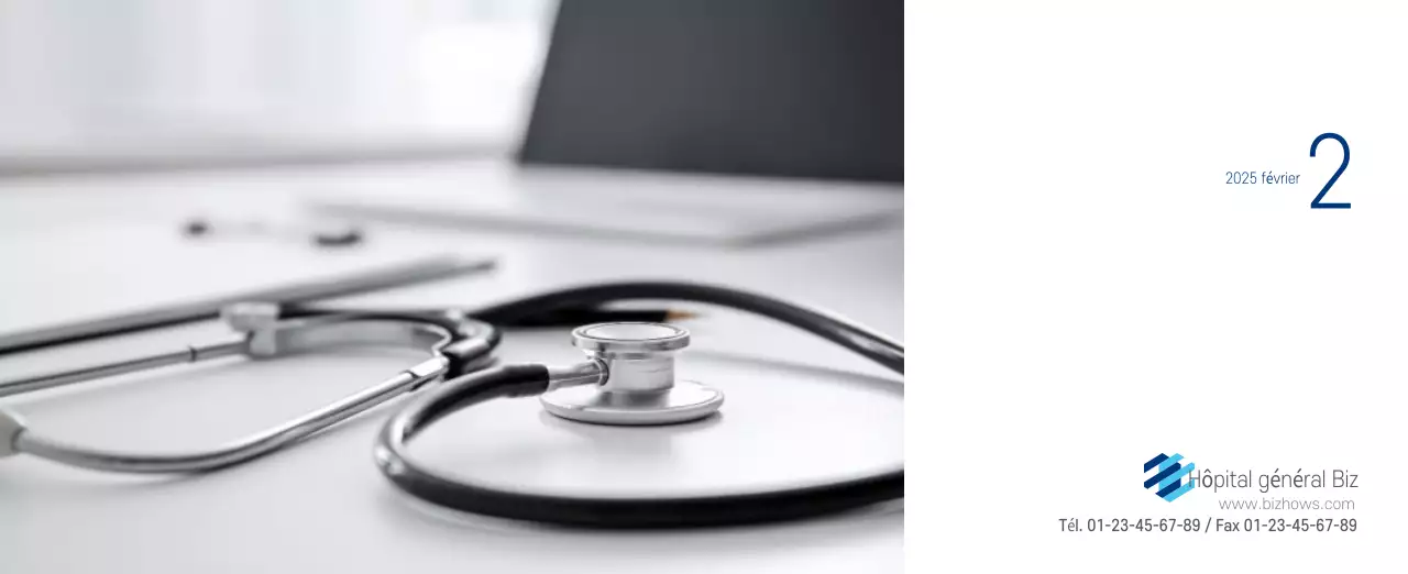 Calendrier promotionnel d'hôpital simple blanc marine