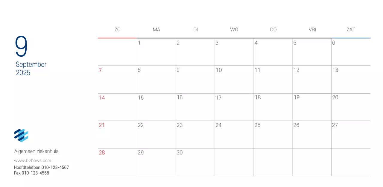 Navy Witte Eenvoudige Ziekenhuis Promotiekalender