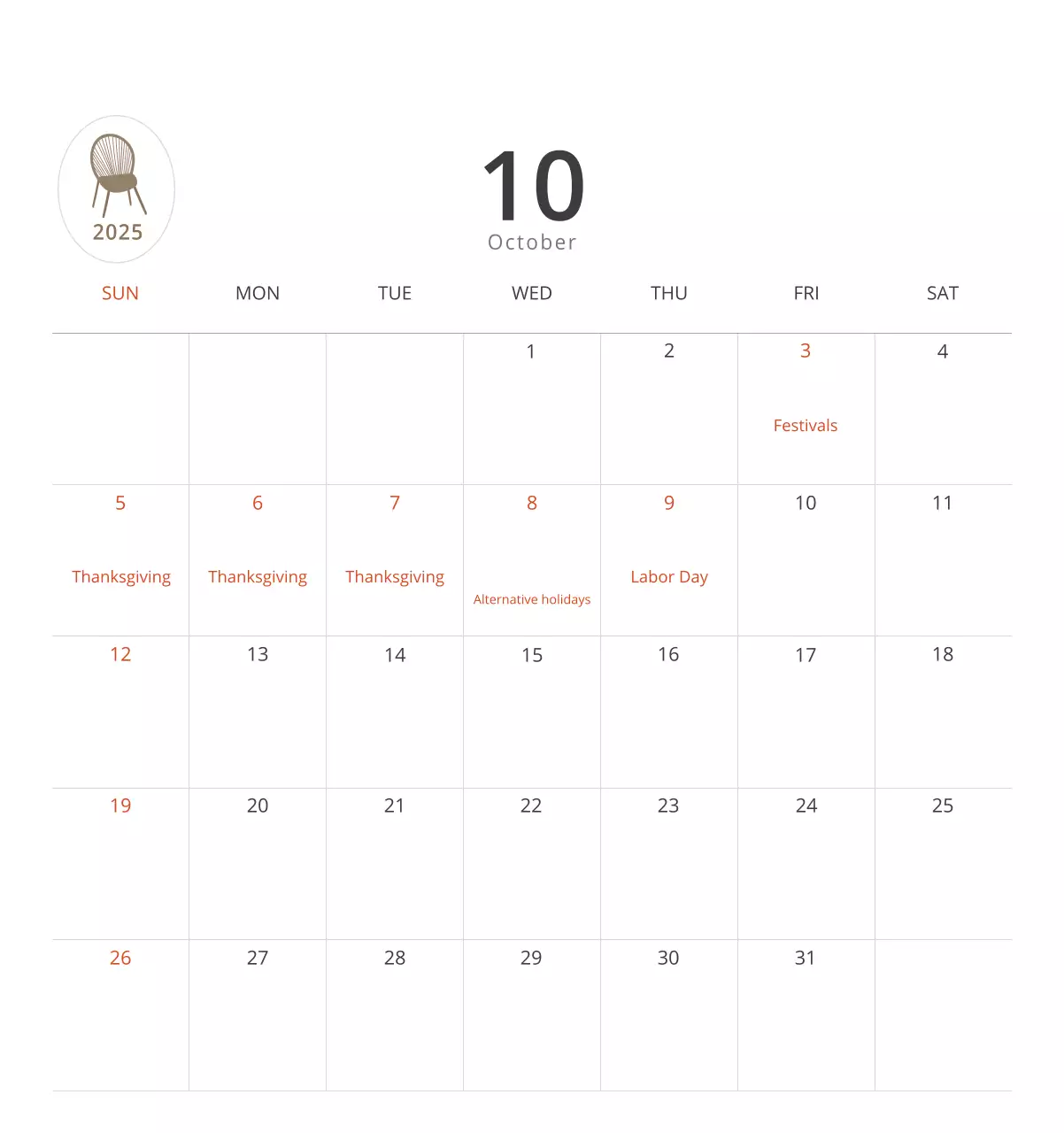 Kalender interior minimalis berwarna krem