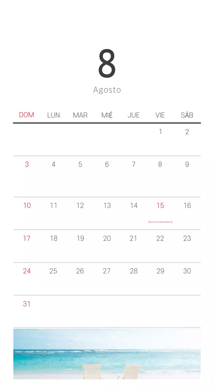 Calendario blanco de naturaleza botánica limpia
