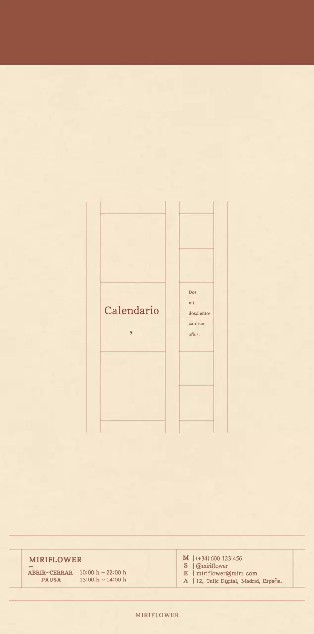 Un calendario sentimental de floristería en papel de lana marrón claro y marrón concepto