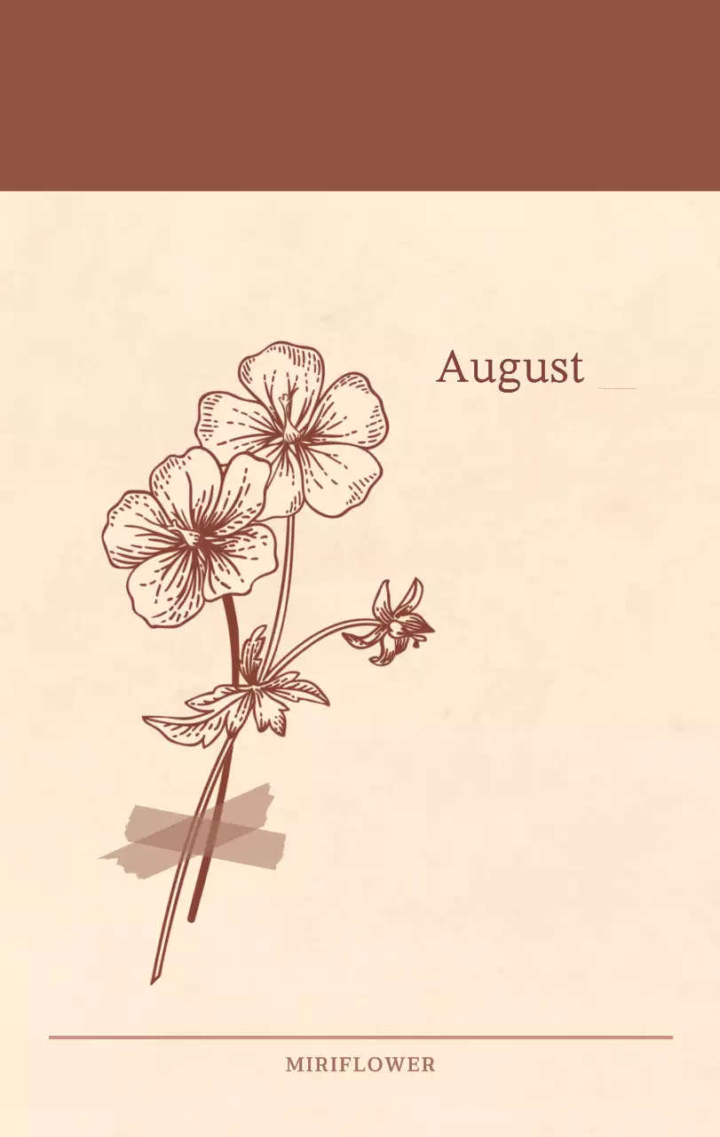 Kalender toko bunga sentimental dengan konsep kertas tenun berwarna coklat muda dan coklat