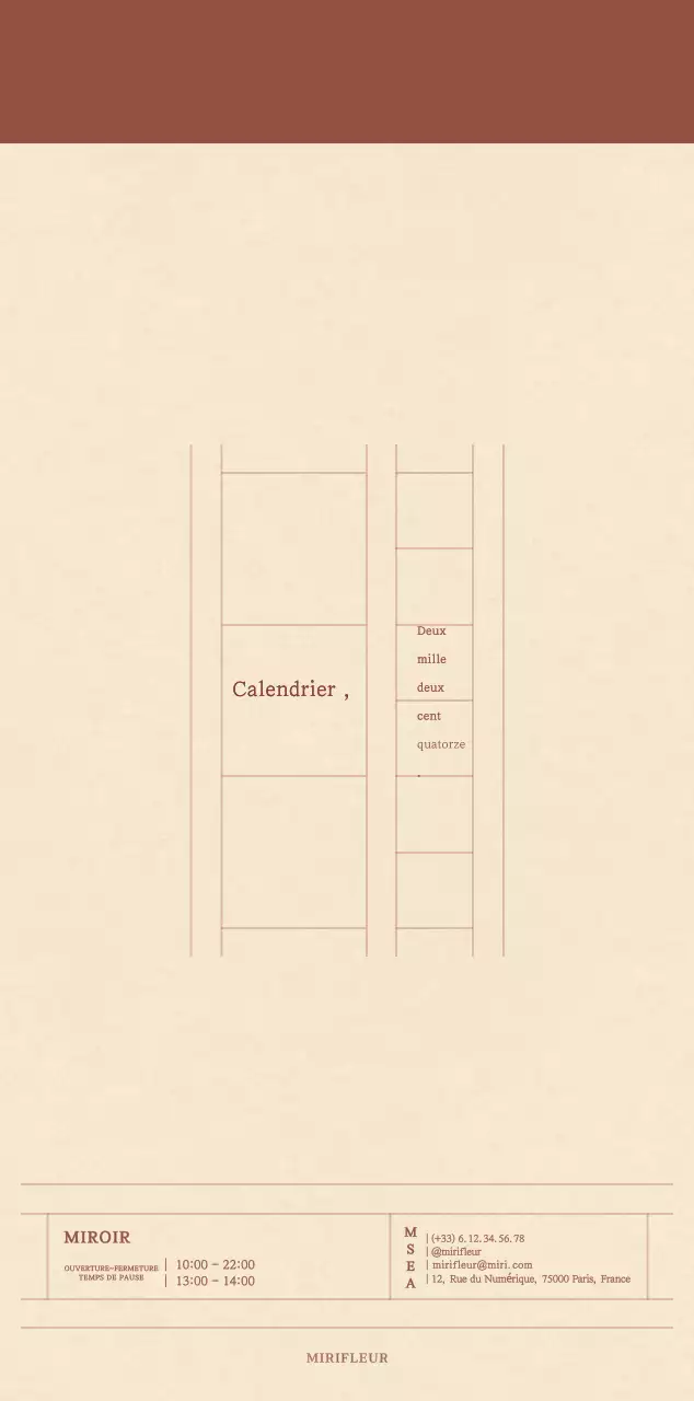 Calendrier sentimental de fleuriste en papier de laine marron clair et marron.