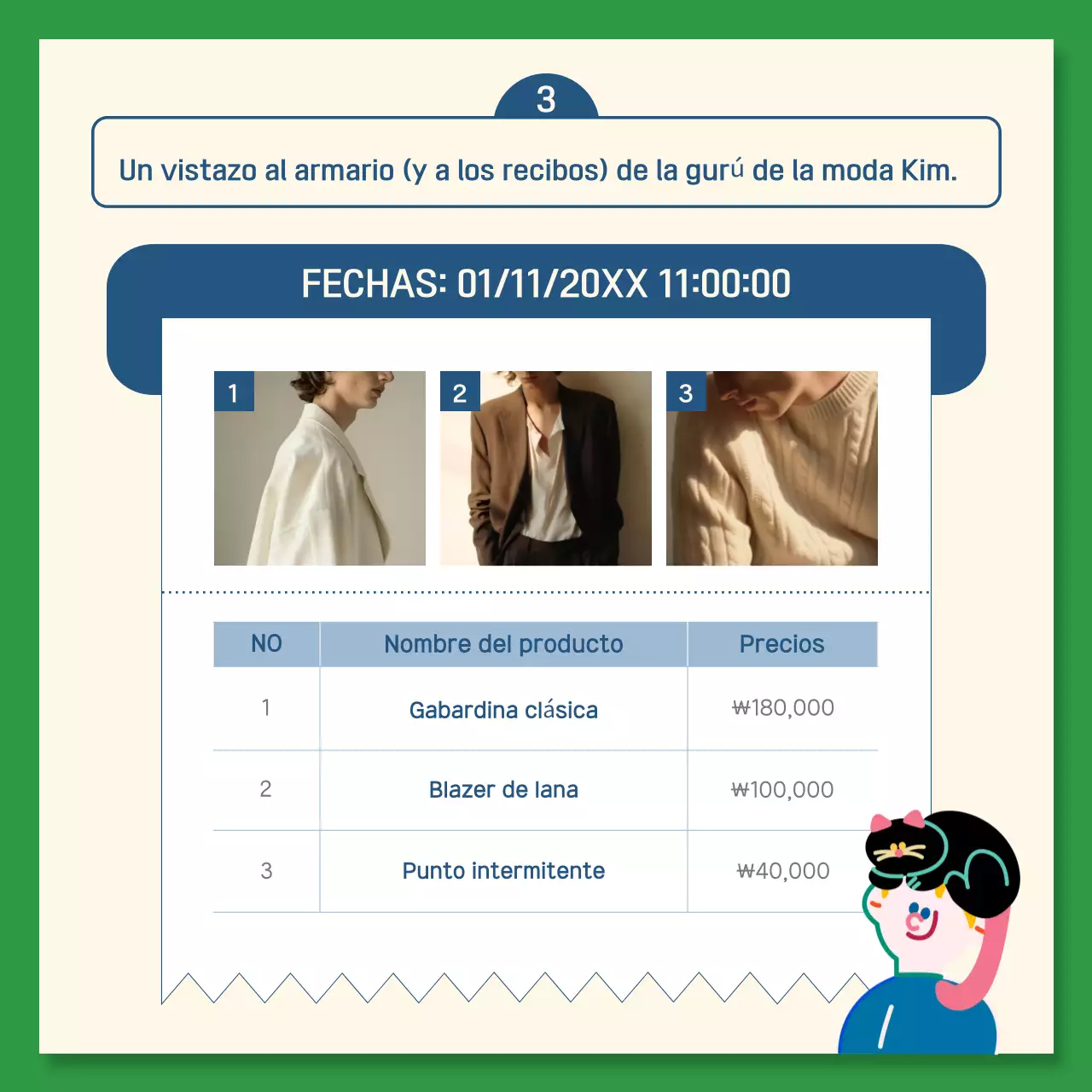 Guía de accesorios kitsch en azul marino y verde