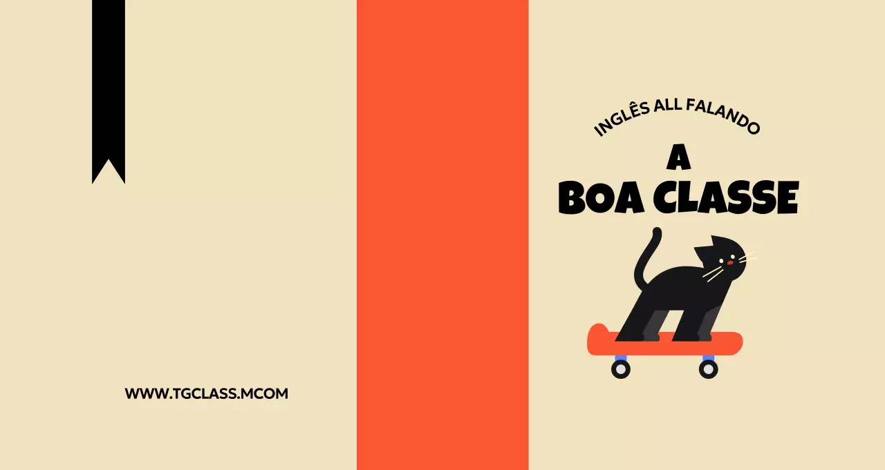 Anúncio escolar simples com ilustração de um gato bege
