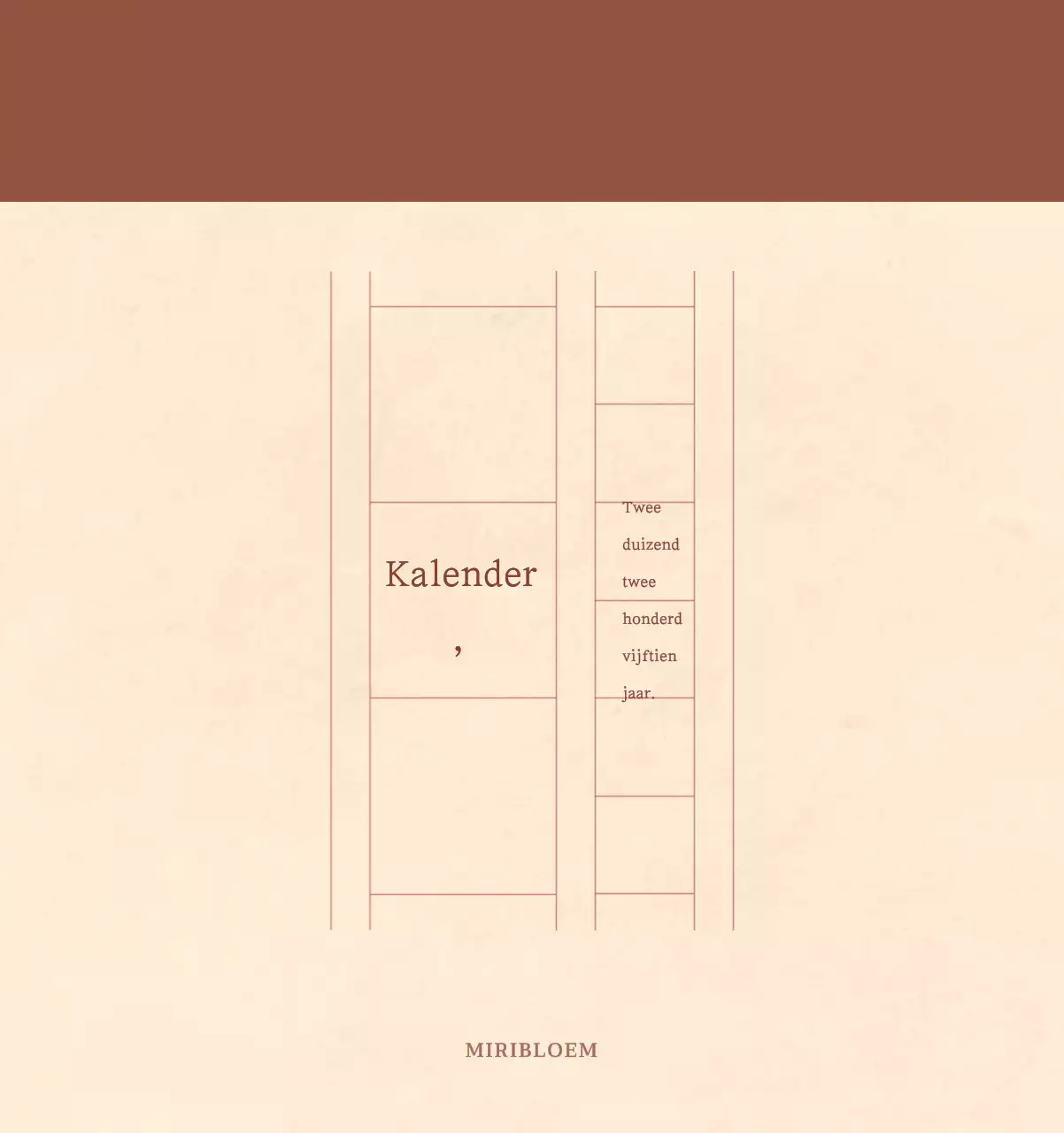 Een sentimentele bloemenkalender in lichtbruin en bruin wollen papierconcept