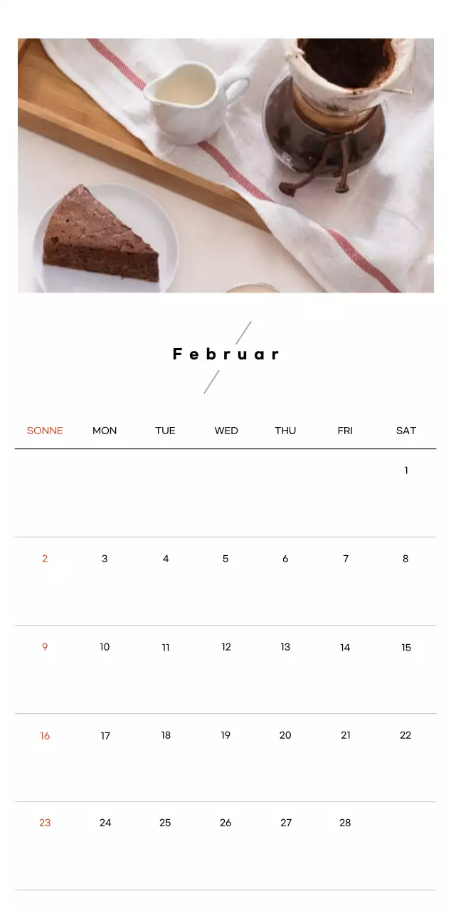Minimalistischer Kaffee-Kalender