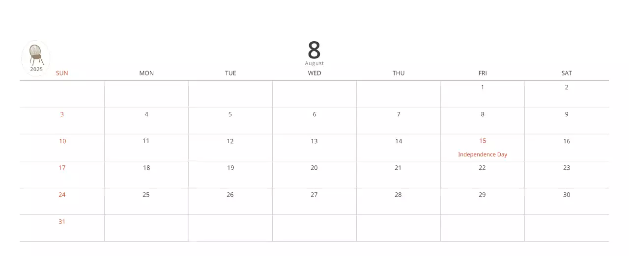 Beige Minimalist Interior Calendar