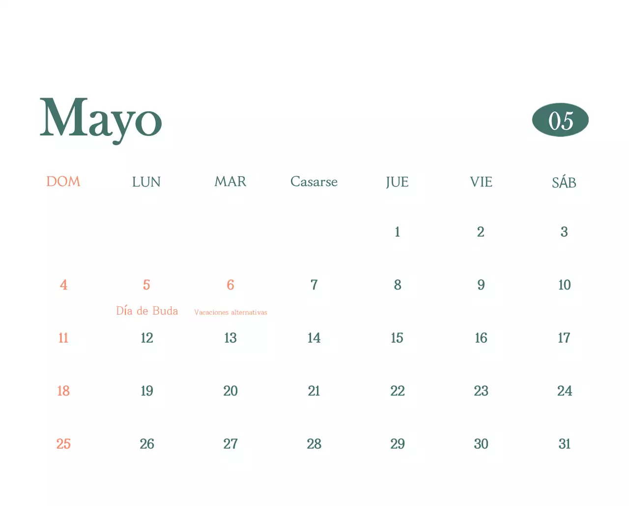 Un moderno calendario de cafeterías con recomendaciones para la bebida del mes