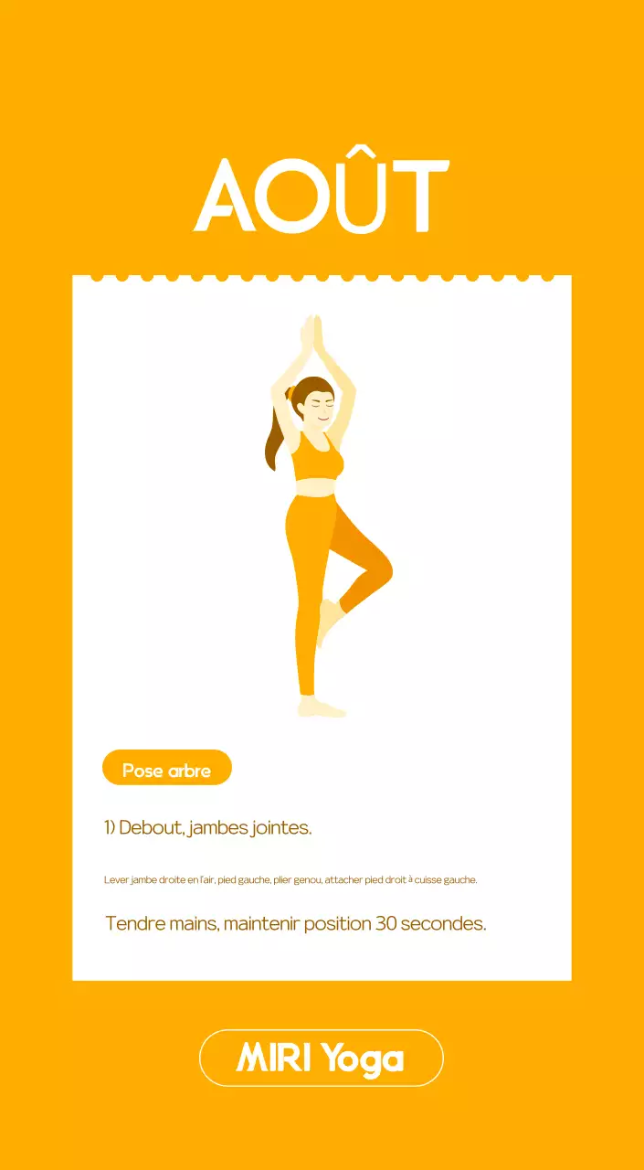 Calendrier promotionnel de yoga minimaliste orange