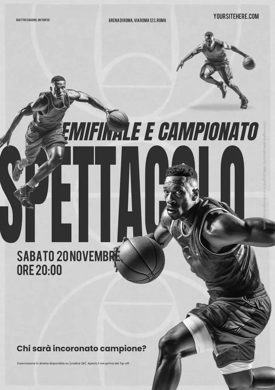 annuncio di basket in grassetto grigio