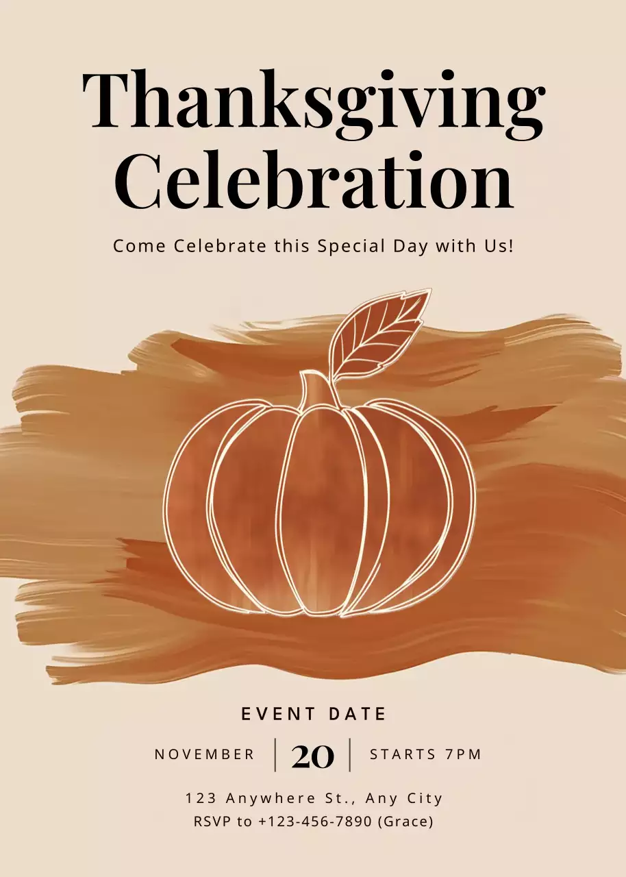 Beige Rustic Thanksgiving Invitation Poster