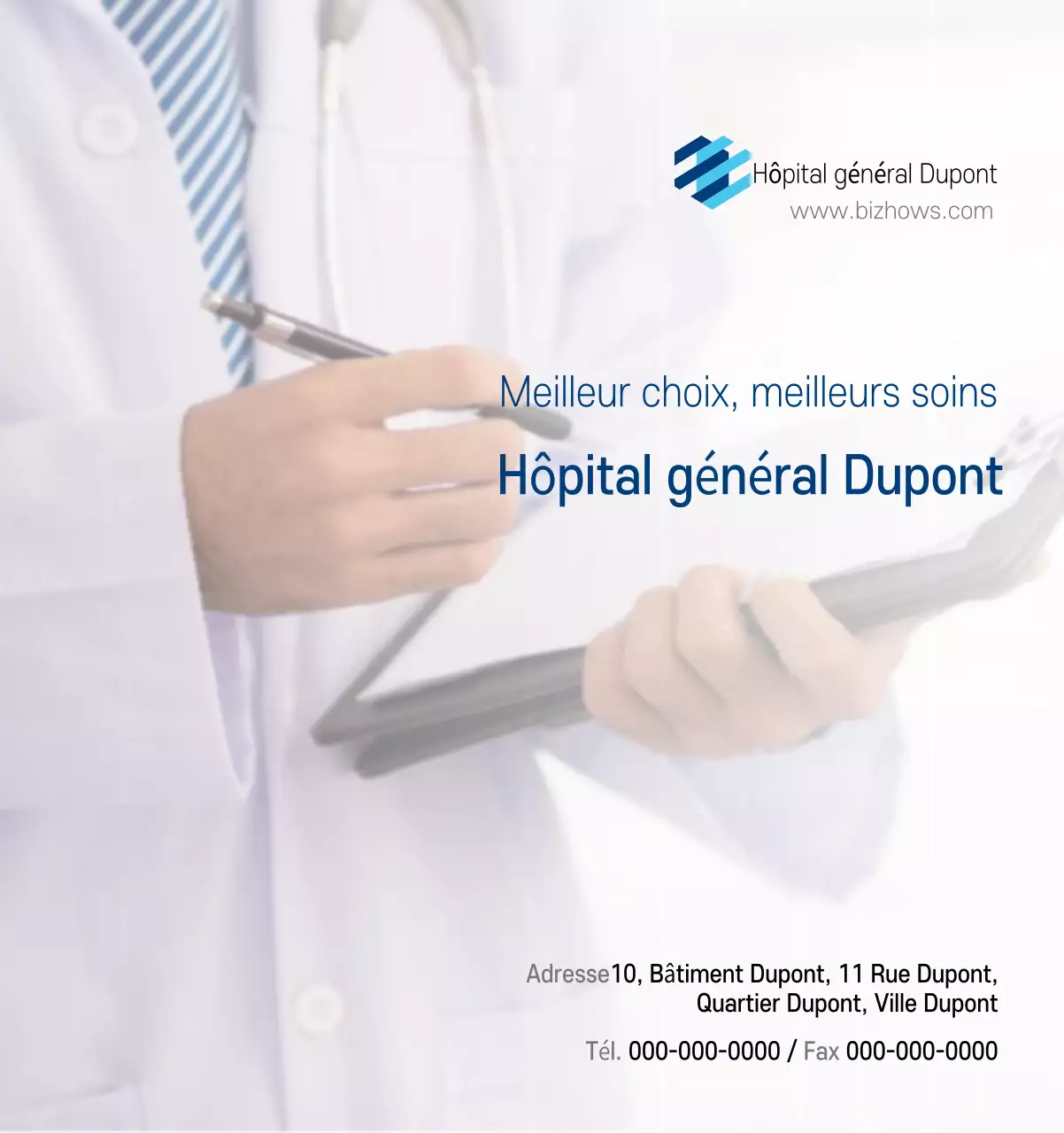 Calendrier promotionnel d'hôpital simple blanc marine