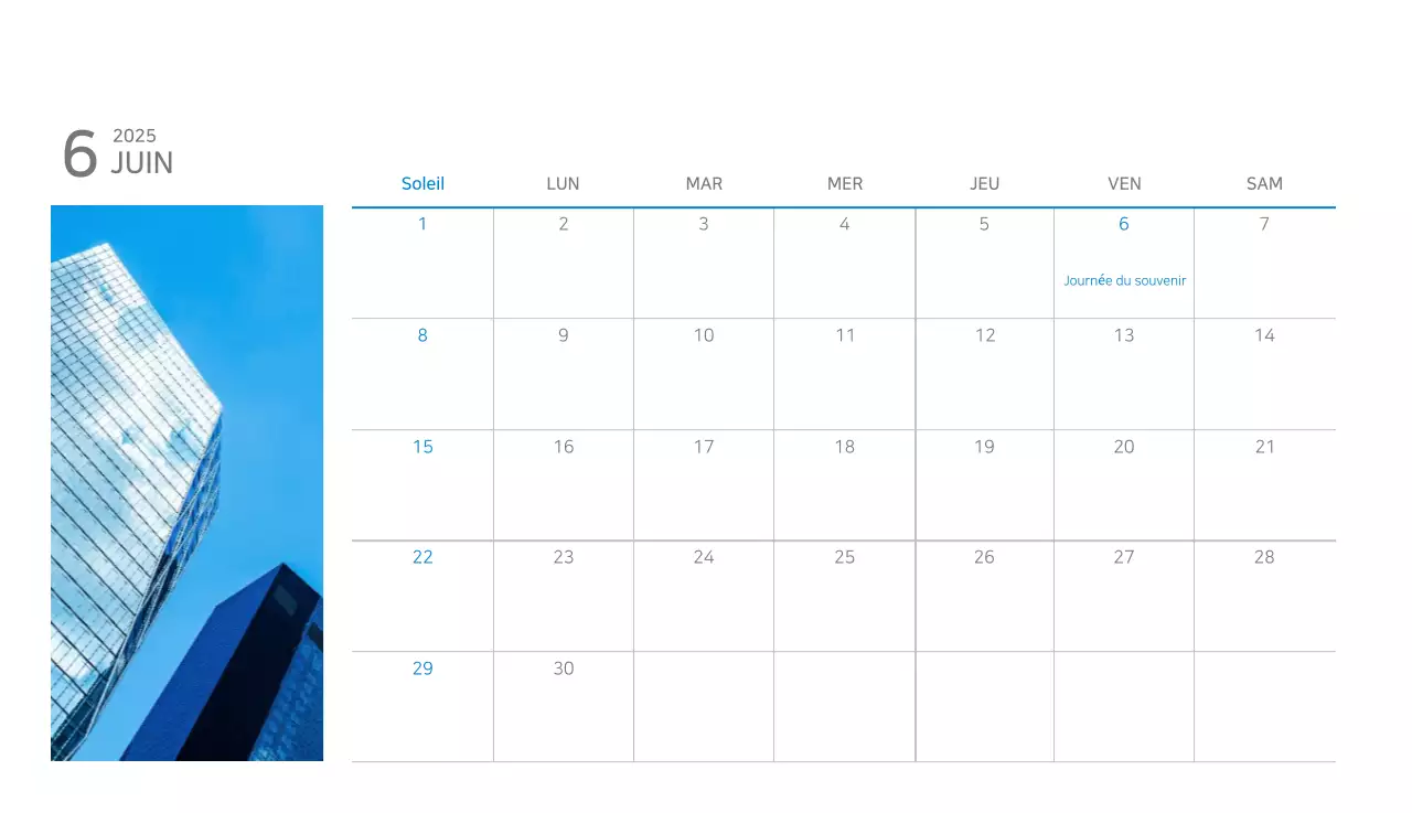 Calendrier moderne bleu Calendrier