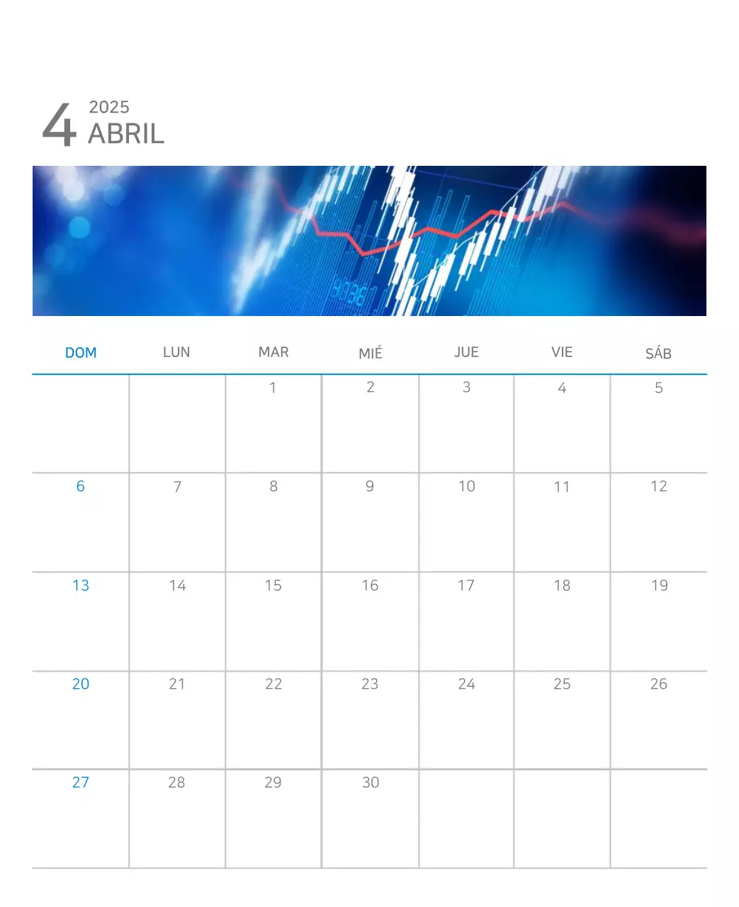Calendario moderno azul