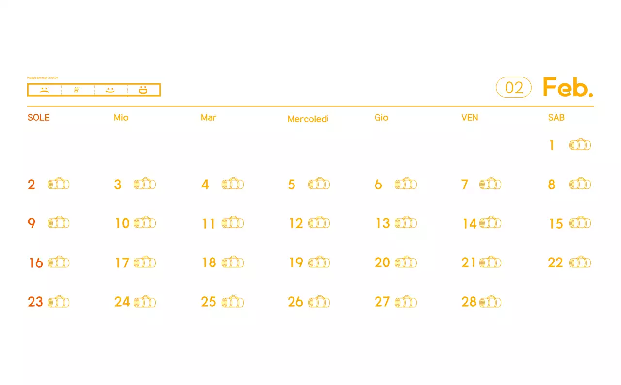 Calendario promozionale arancione dello yoga minimalista