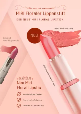 Einfache Anzeige zur Erneuerung eines Lippenstiftes in Rosa und Rot