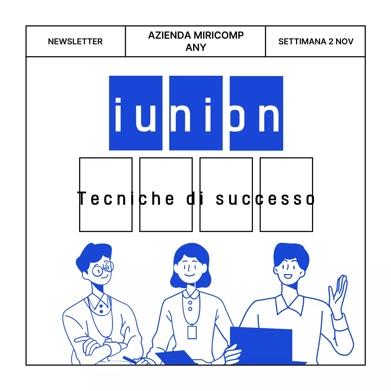 Riunioni di lavoro moderne nella newsletter blu