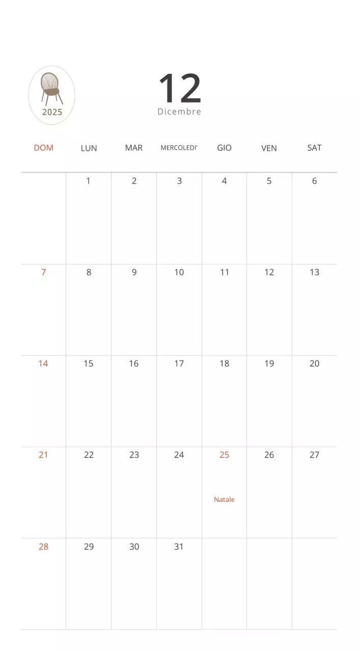 Calendario interno minimalista beige