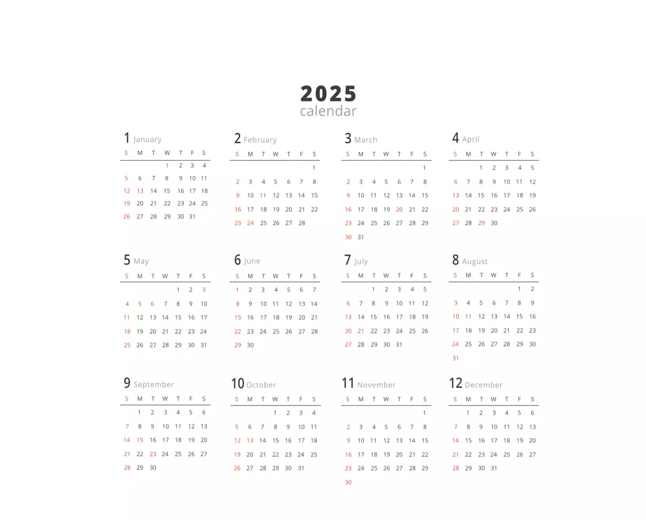 ベージュのミニマルなインテリアカレンダー