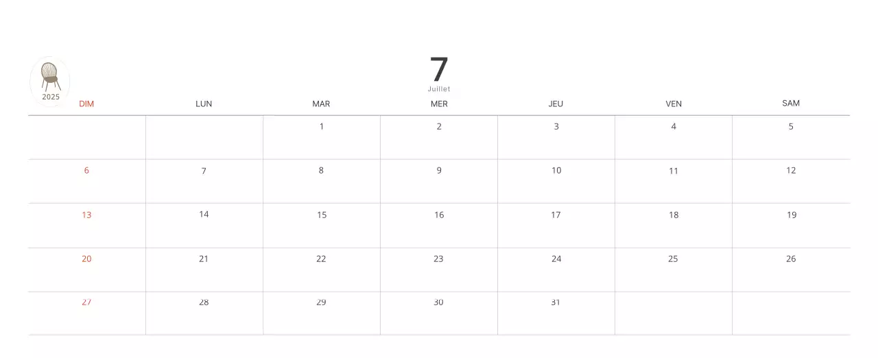 Calendrier intérieur minimaliste beige