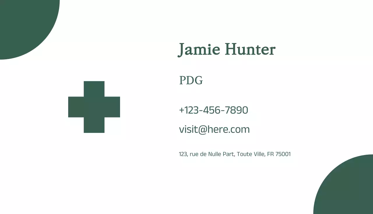carte de visite minimaliste verte