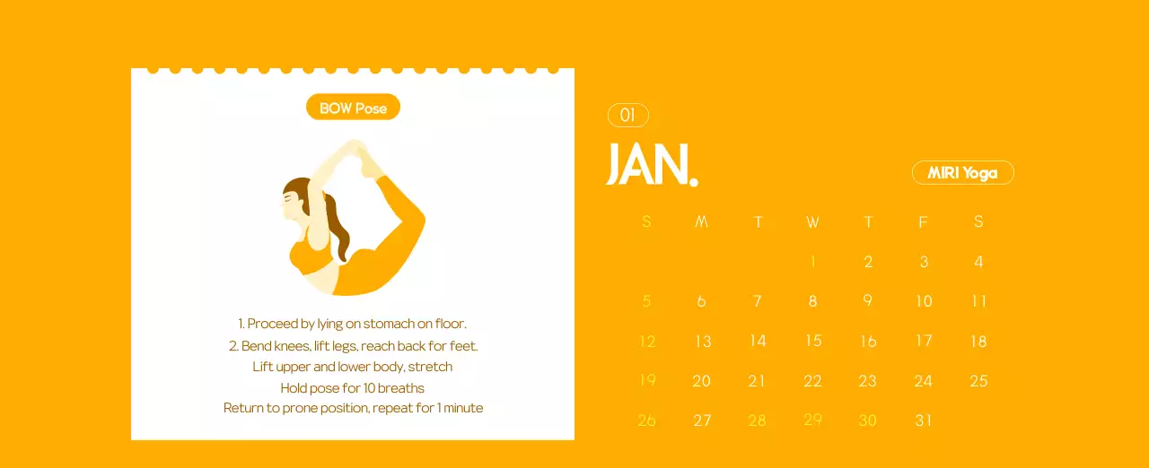 Orange Minimalist Yoga Promotional Calendar
