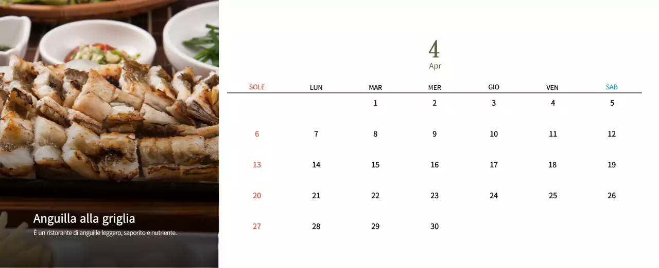 Calendario alimentare tradizionale beige