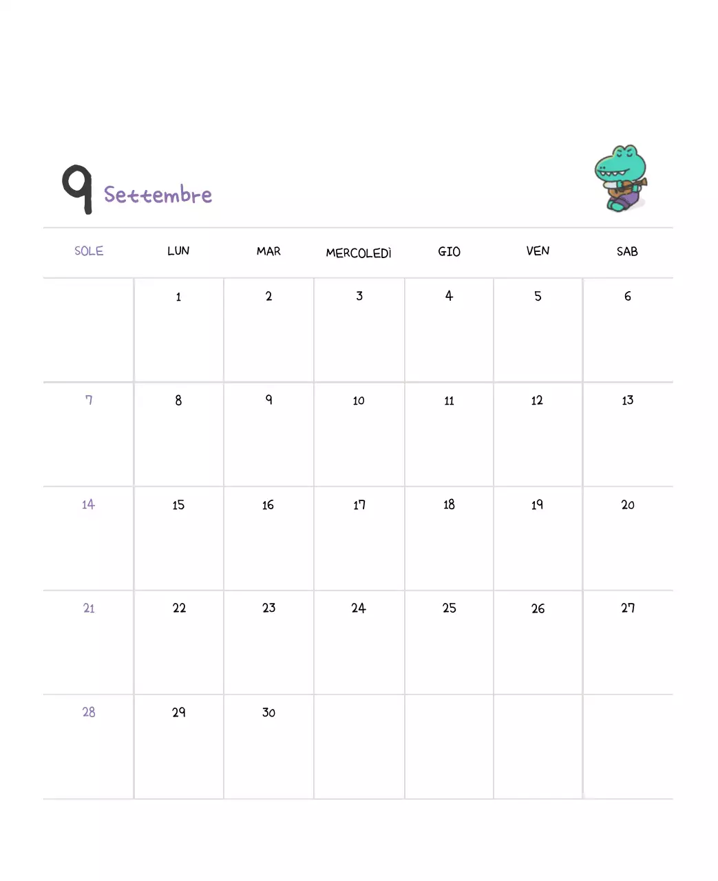 Un calendario con un simpatico concetto di illustrazione di Ago