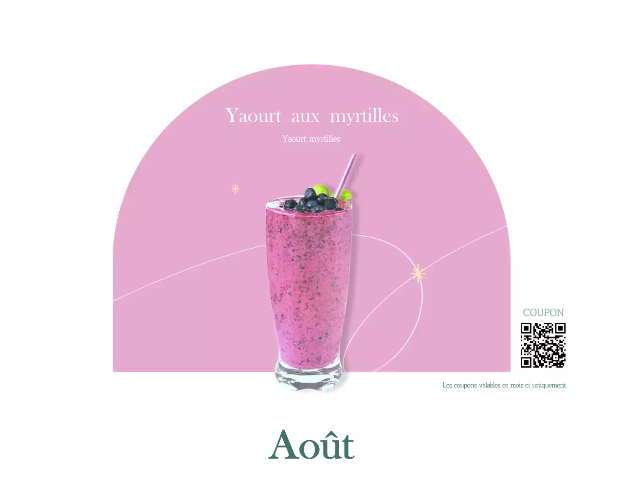 Un calendrier moderne pour les cafés avec des recommandations sur la boisson du mois.