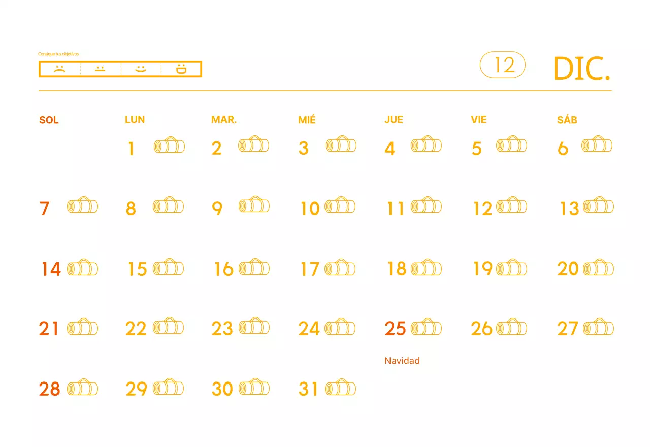 Calendario promocional de yoga minimalista naranja