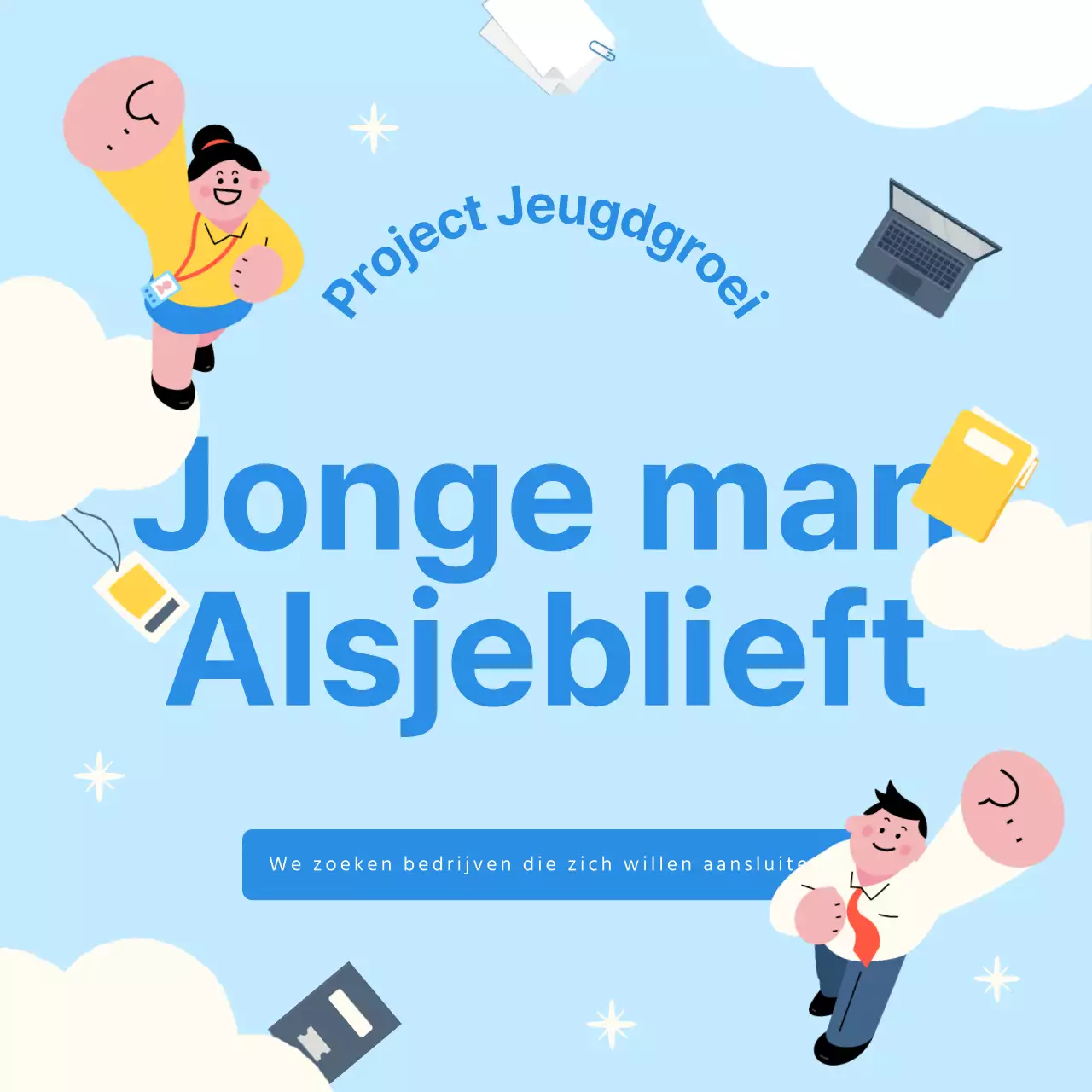 Rekrutering van jonge mannen in lichtblauw