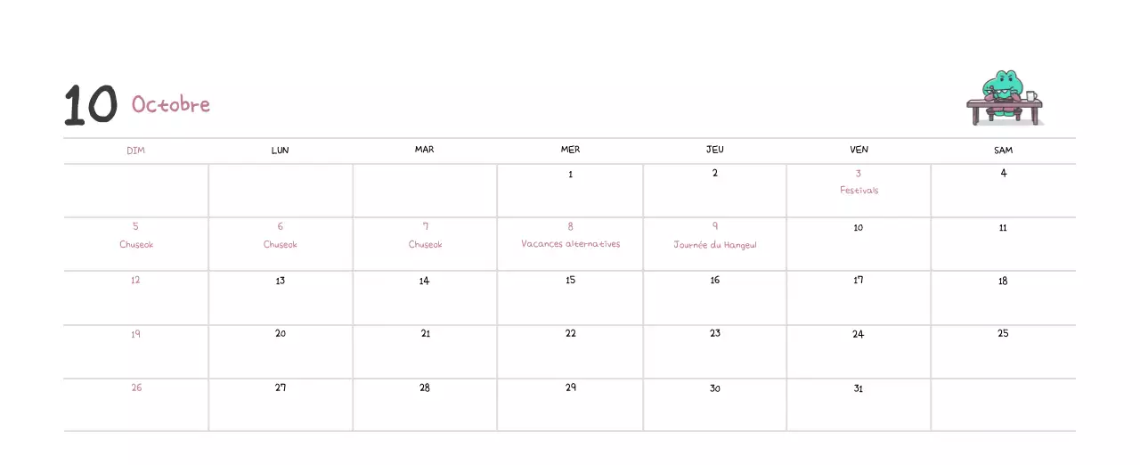 Un calendrier avec un concept d'illustration Ago mignon