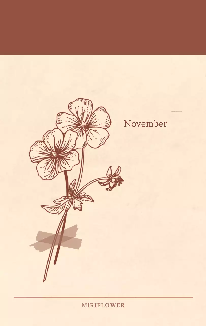 Kalender toko bunga sentimental dengan konsep kertas tenun berwarna coklat muda dan coklat