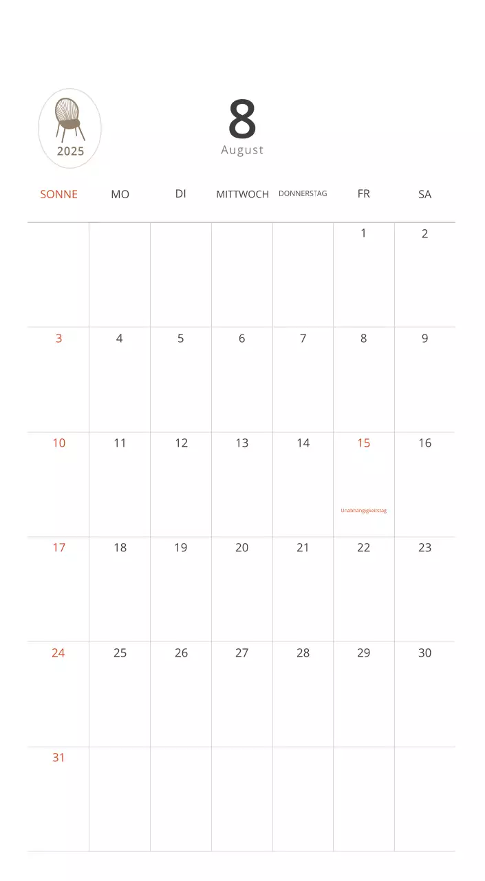 Beigefarbener minimalistischer Innenkalender