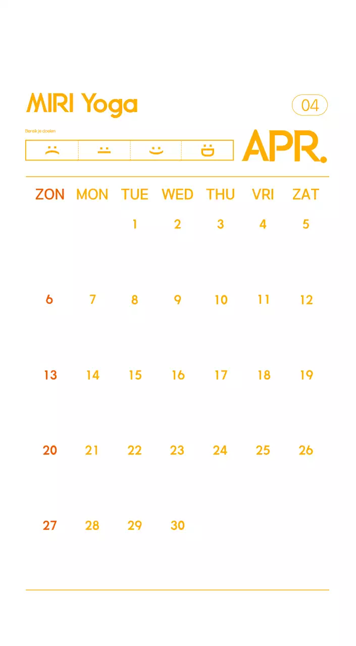 Oranje Minimalistische Yoga Promotiekalender