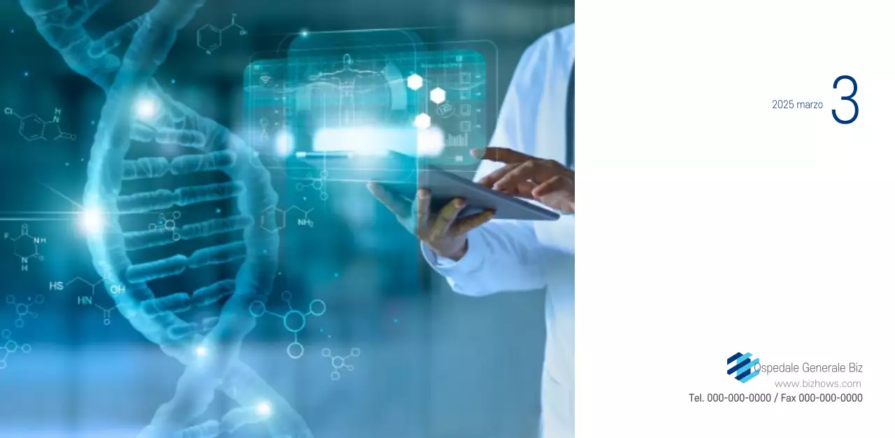 Calendario promozionale dell'ospedale semplice, bianco e blu