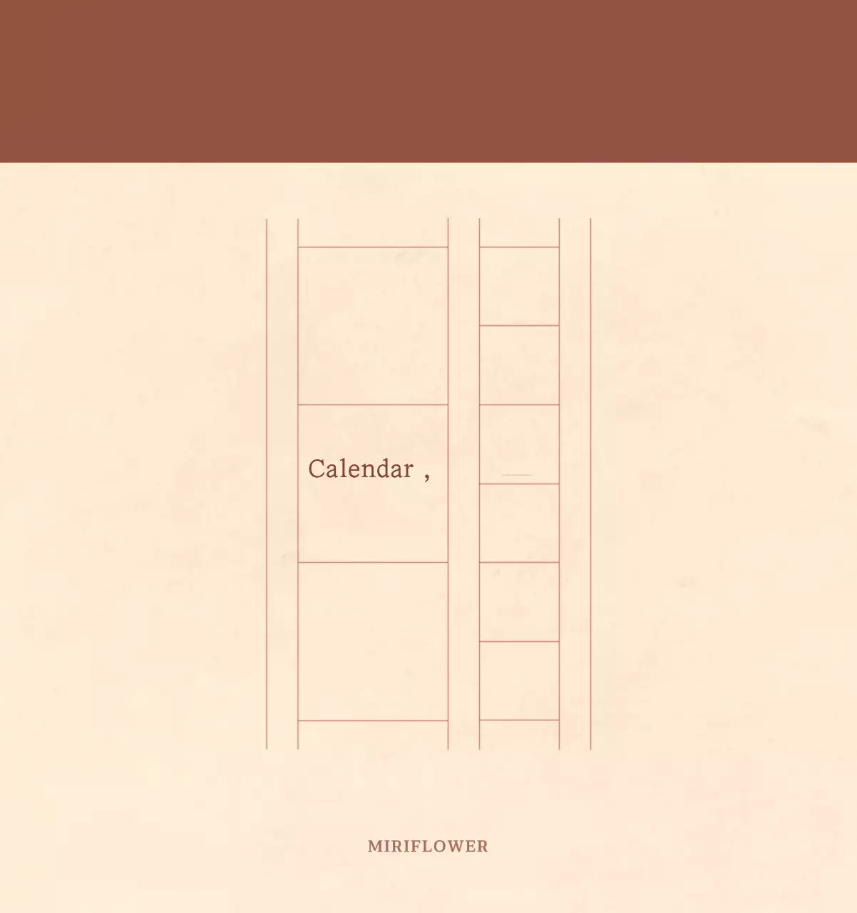 Kalender toko bunga sentimental dengan konsep kertas tenun berwarna coklat muda dan coklat