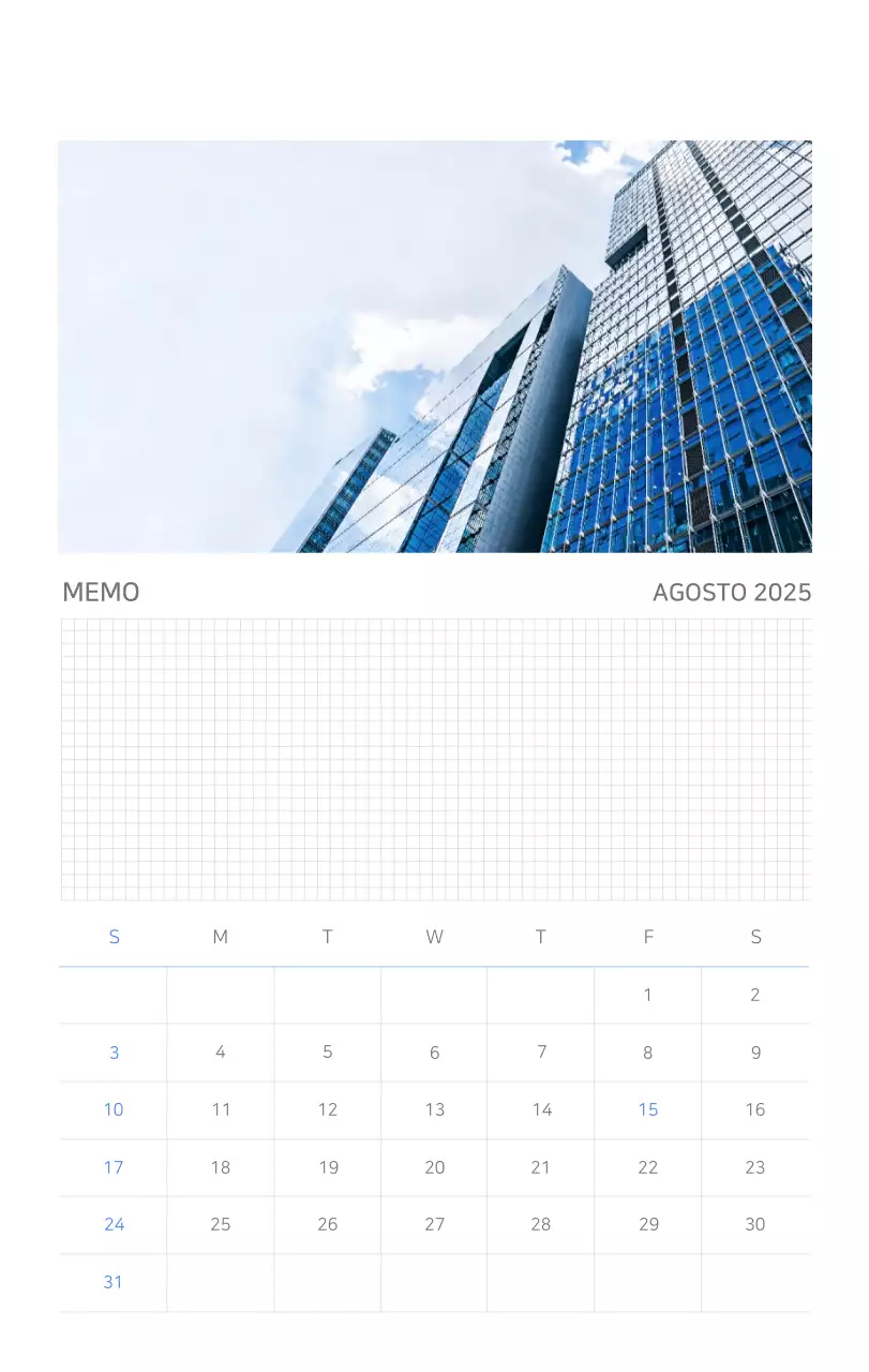 Calendario moderno azul Promociones de empresa