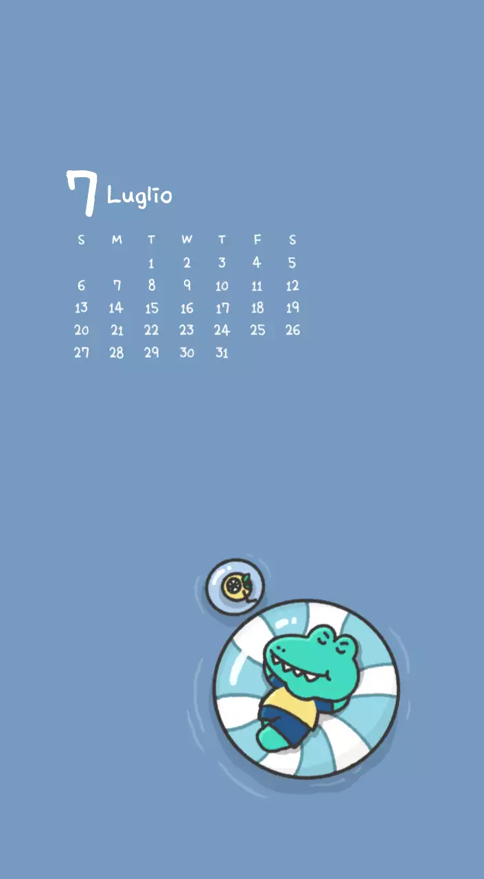 Un calendario con un simpatico concetto di illustrazione di Ago