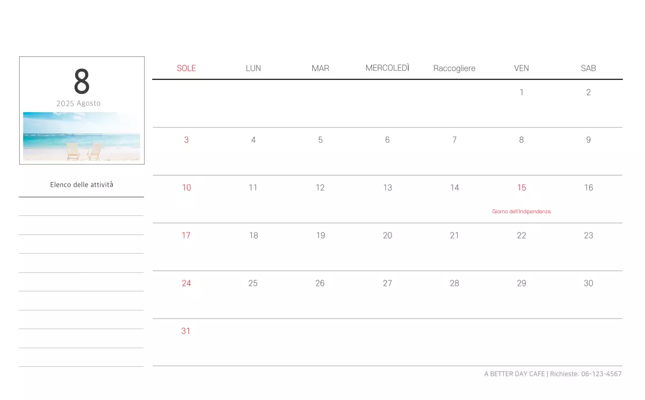 Calendario botanico naturale bianco e pulito